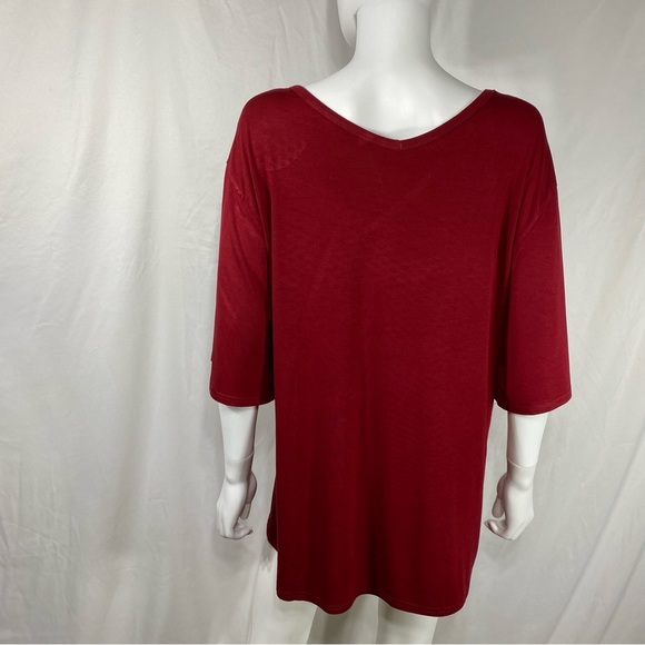 Amazon Find Burgundy Short Bell Sleeve Loose Fit V-Neck Top - Picture 5 of 5